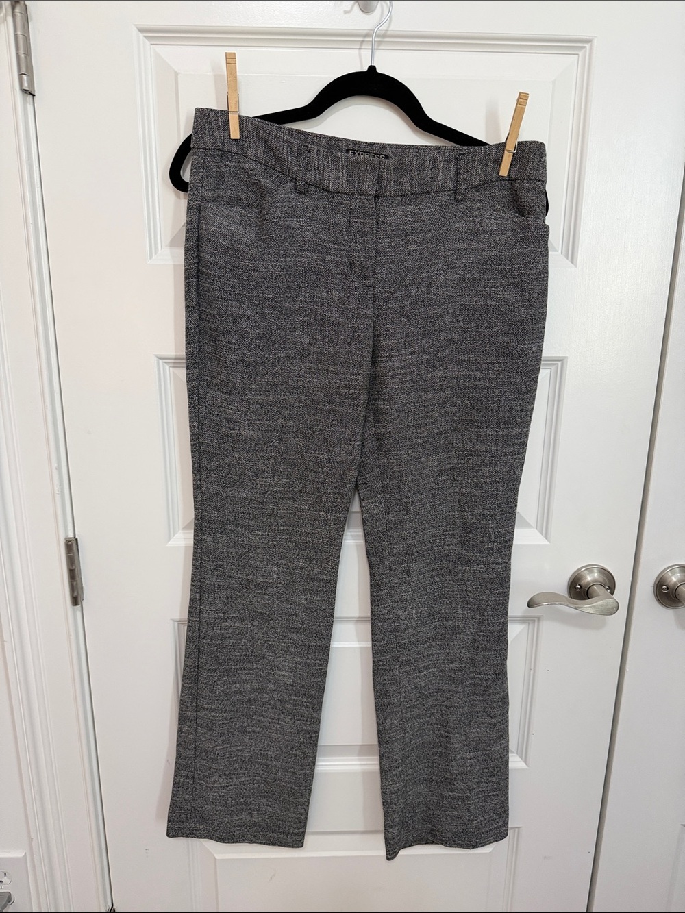 Express Women's Size 4 Short Gray Knit Textured Editor Dress Pants